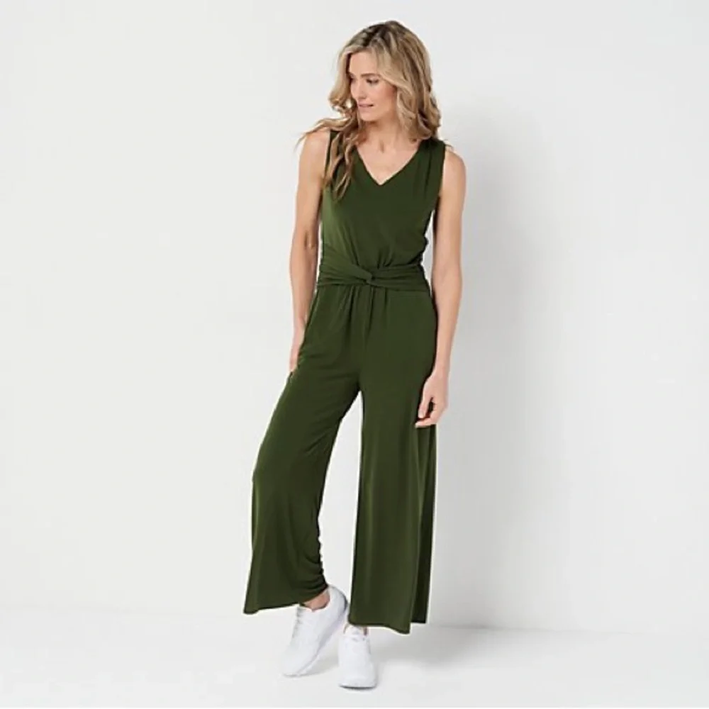 J Jason Wu Regular City Knit Sleeveless Jumpsuit - Olive (sz 1X) A395351 - Picture 1 of 4